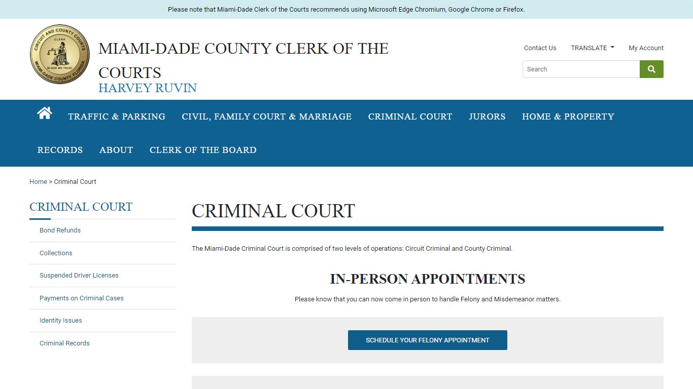 Criminal Court - Miami-Dade Clerk
